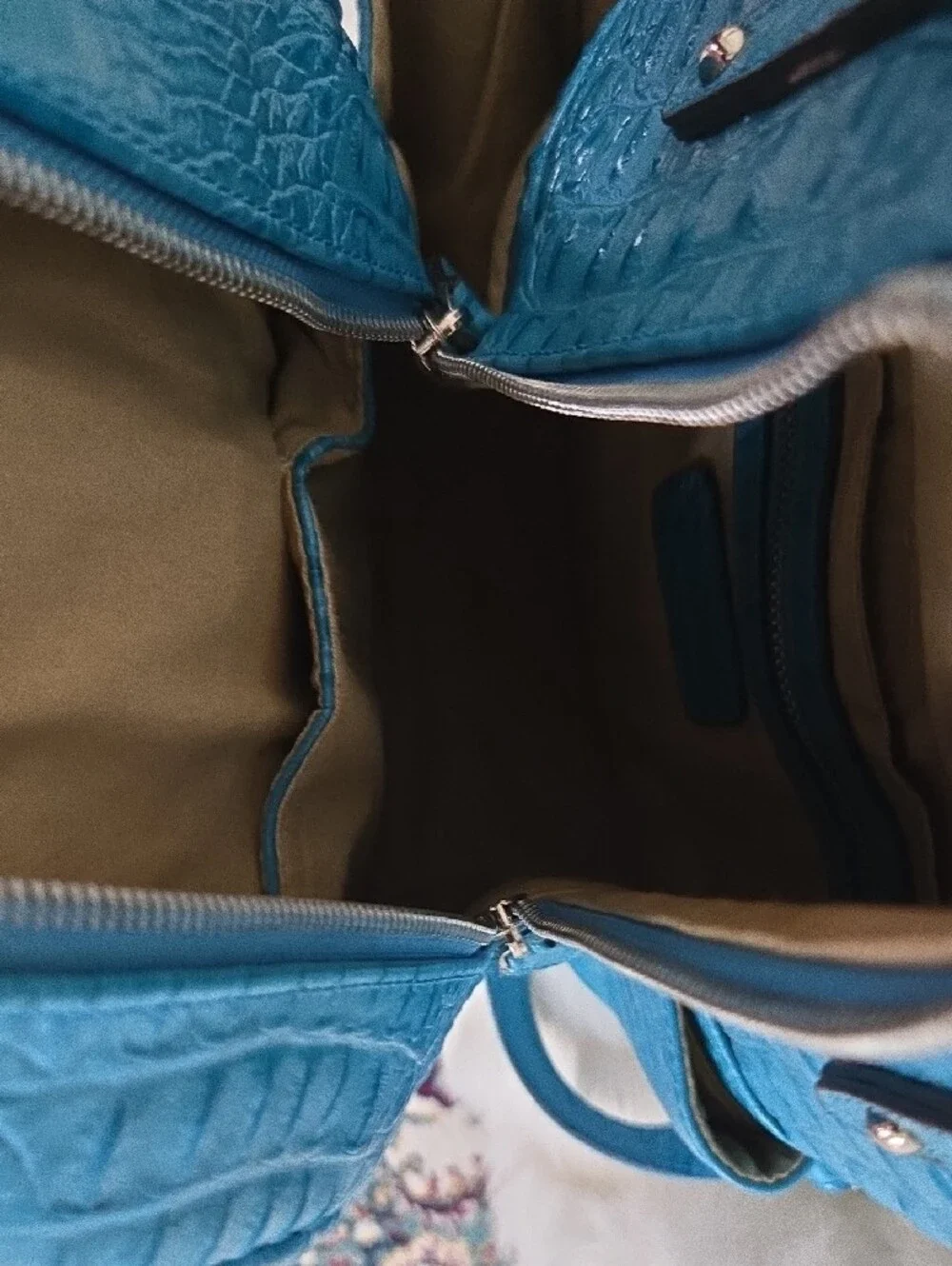 Women's Teal Croc-Embossed Sling Backpack